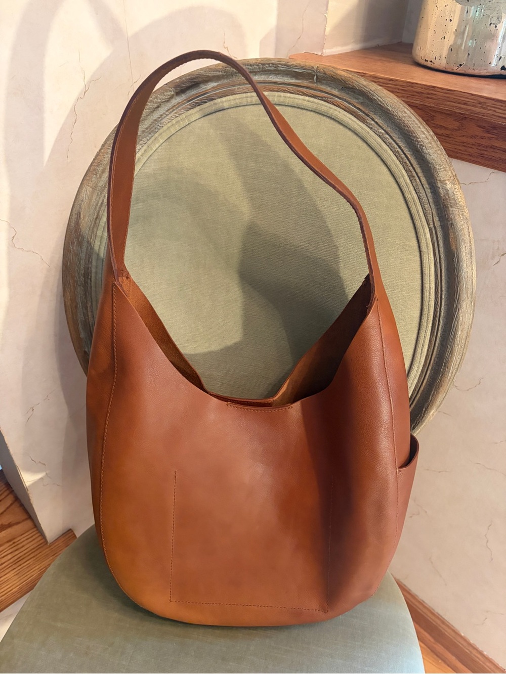 Madewell Leather Oversized Shopper Tote Cognac Brown